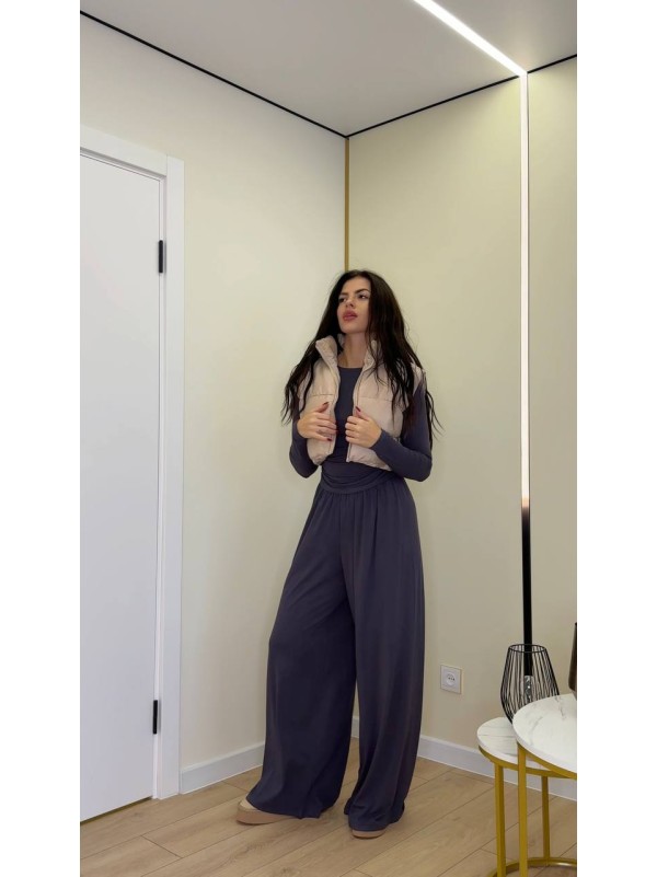 Прогулянковий жіночий костюм графiтового кольору 35166