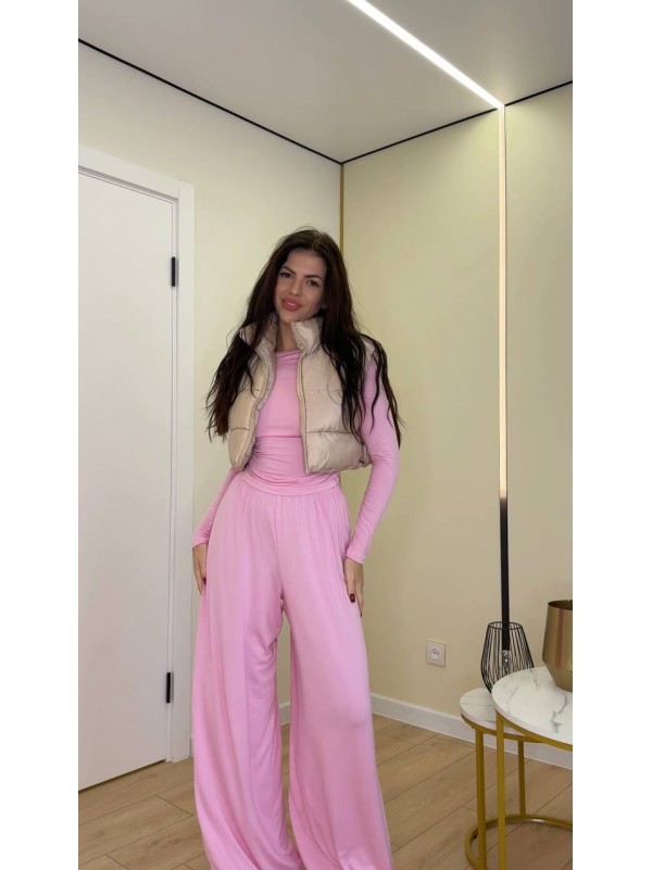 Прогулянковий жіночий костюм рожевого кольору 35167