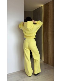 Жіночий теплий костюм з капюшоном жовтого кольору 35171