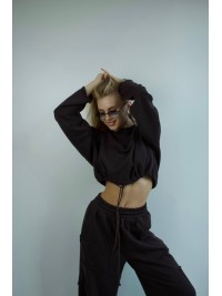 Жіночий костюм джогери+худi чорного кольору 35172