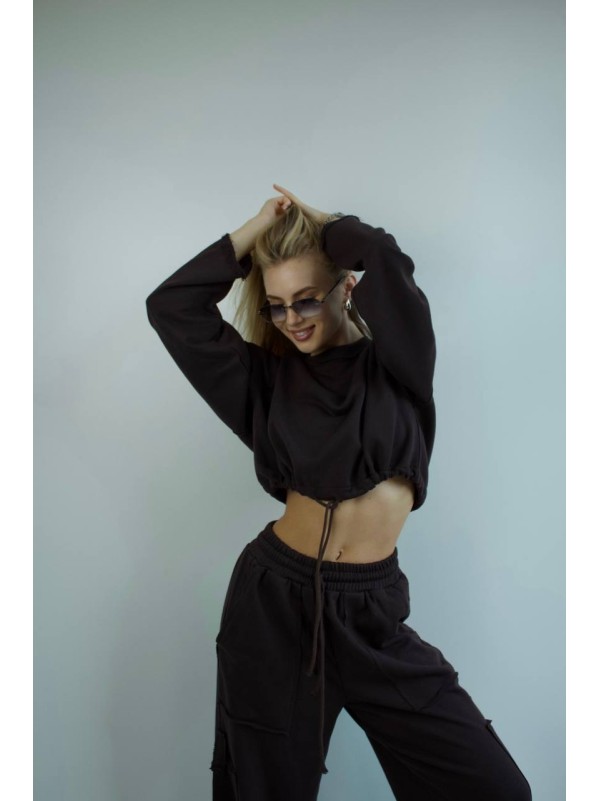 Жіночий костюм джогери+худi чорного кольору 35172