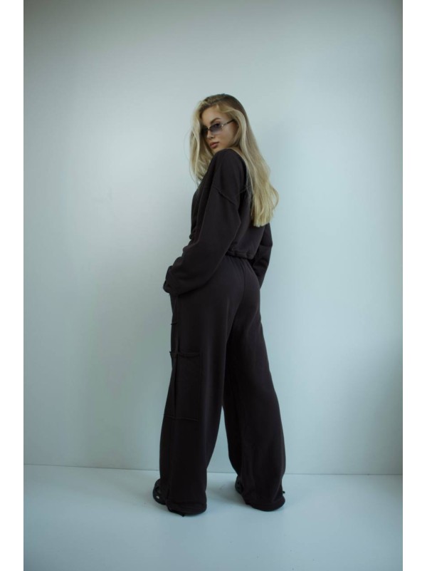 Жіночий костюм джогери+худi чорного кольору 35172