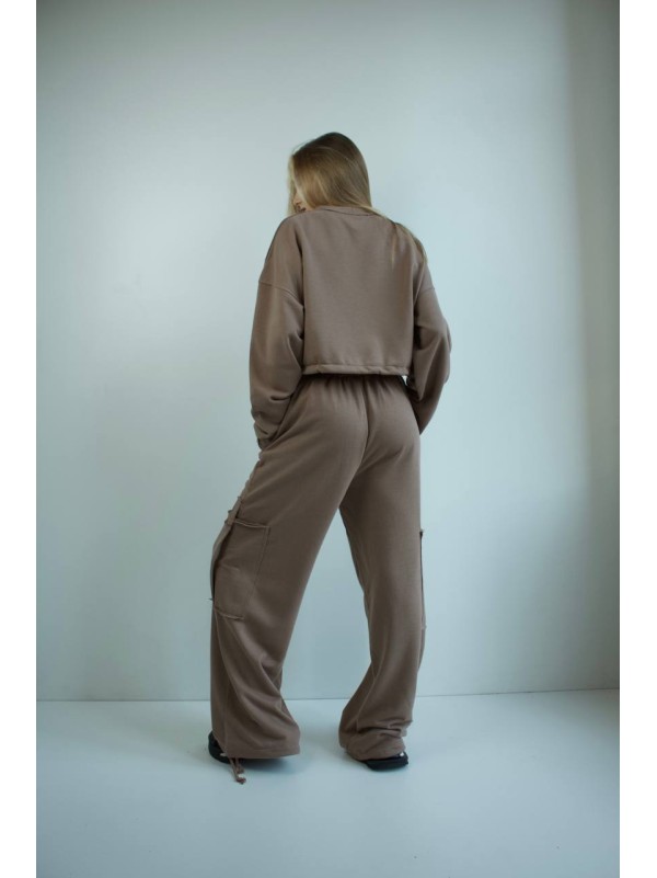 Жіночий костюм джогери+худi кавового кольору 35173