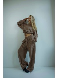 Жіночий костюм джогери+худi кавового кольору 35173