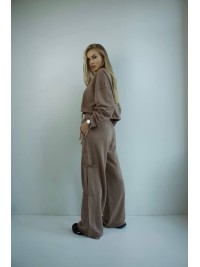 Жіночий костюм джогери+худi кавового кольору 35173