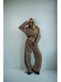 Жіночий костюм джогери+худi кавового кольору 35173