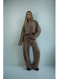 Жіночий костюм джогери+худi кавового кольору 35173