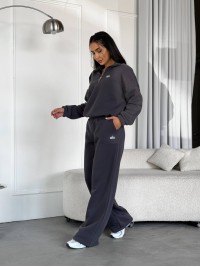 Жіночий теплий костюм на флiсi графiтового кольору 35174