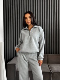 Жіночий теплий костюм на флiсi сiрого кольору 35175