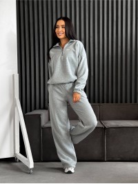 Жіночий теплий костюм на флiсi сiрого кольору 35175