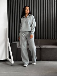 Жіночий теплий костюм на флiсi сiрого кольору 35175