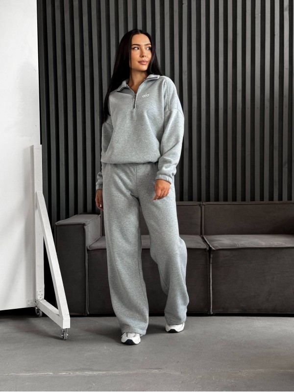 Жіночий теплий костюм на флiсi сiрого кольору 35175