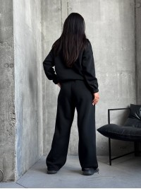 Жіночий теплий костюм на флiсi чорного кольору 35176