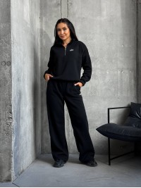 Жіночий теплий костюм на флiсi чорного кольору 35176