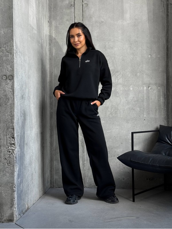 Жіночий теплий костюм на флiсi чорного кольору 35176