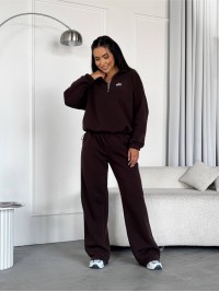 Жіночий теплий костюм на флiсi коричневого кольору 35177