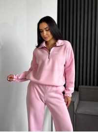 Жіночий теплий костюм на флiсi рожевого кольору 35178