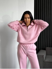 Жіночий теплий костюм на флiсi рожевого кольору 35178