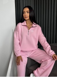 Жіночий теплий костюм на флiсi рожевого кольору 35178