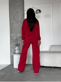 Жіночий теплий костюм на флiсi червоного кольору 35179