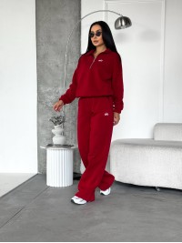Жіночий теплий костюм на флiсi червоного кольору 35179