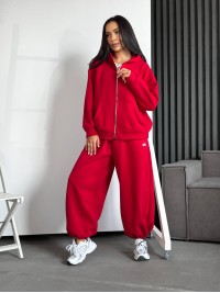 Жіночий теплий костюм на змiйцi червоного кольору 35191