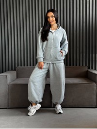 Жіночий теплий костюм на змiйцi сiрого кольору 35193