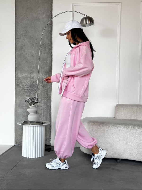 Жіночий теплий костюм на змiйцi рожевого кольору 35196