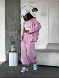 Жіночий теплий костюм на змiйцi рожевого кольору 35196