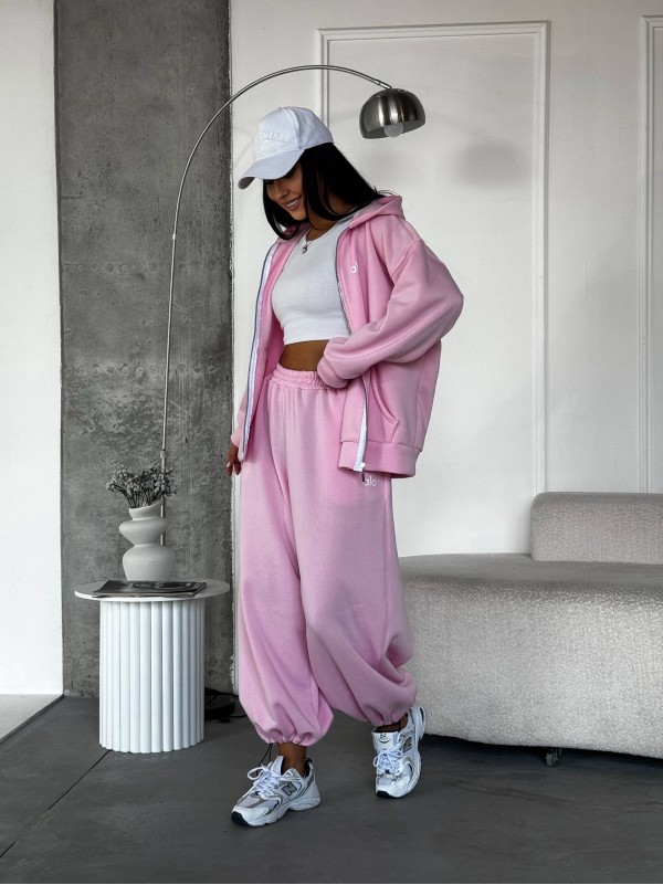 Жіночий теплий костюм на змiйцi рожевого кольору 35196