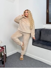 Жіночий костюм для дому з махри бежевого кольору 35198