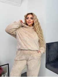 Жіночий костюм для дому з махри бежевого кольору 35198