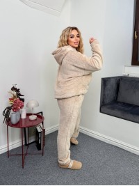 Жіночий костюм для дому з махри бежевого кольору 35198