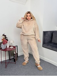 Жіночий костюм для дому з махри бежевого кольору 35198
