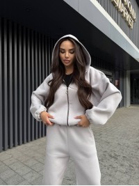 Жіночий теплий костюм на змiйцi сiрого кольору 35199