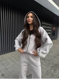 Жіночий теплий костюм на змiйцi сiрого кольору 35199