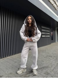 Жіночий теплий костюм на змiйцi сiрого кольору 35199