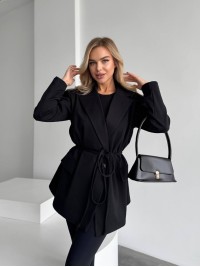 Жіночий пiджак з плечиками чорного кольору 35221