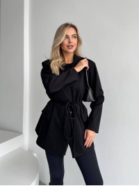 Жіночий пiджак з плечиками чорного кольору 35221