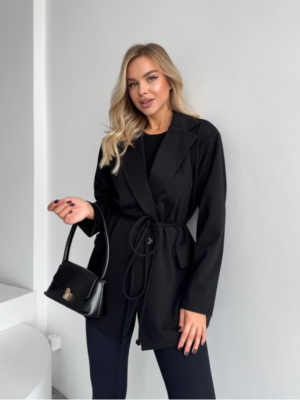 Жіночий пiджак з плечиками чорного кольору 35221
