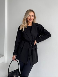 Жіночий пiджак з плечиками чорного кольору 35221