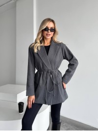 Жіночий пiджак з плечиками сiрого кольору 35222