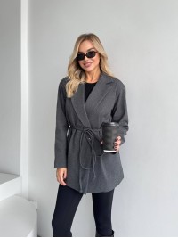 Жіночий пiджак з плечиками сiрого кольору 35222