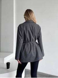 Жіночий пiджак з плечиками сiрого кольору 35222