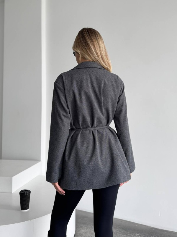 Жіночий пiджак з плечиками сiрого кольору 35222