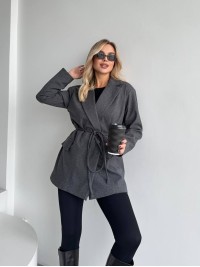 Жіночий пiджак з плечиками сiрого кольору 35222