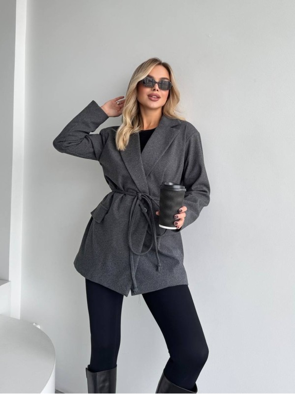 Жіночий пiджак з плечиками сiрого кольору 35222