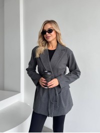 Жіночий пiджак з плечиками сiрого кольору 35222