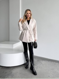 Жіночий пiджак з плечиками бежевого кольору 35223