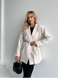 Жіночий пiджак з плечиками бежевого кольору 35223
